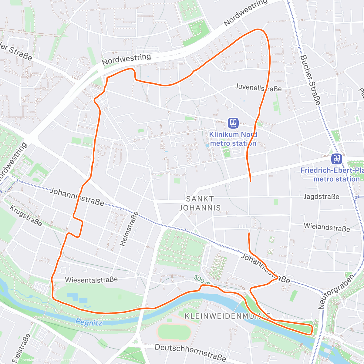 Map of the activity, Afternoon Run