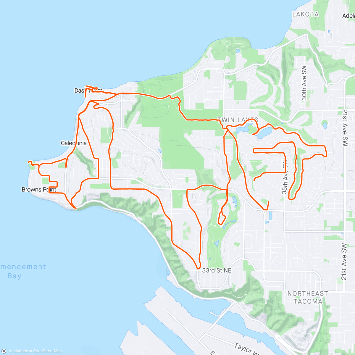 Map of the activity, Dash & Brown Pt Ride