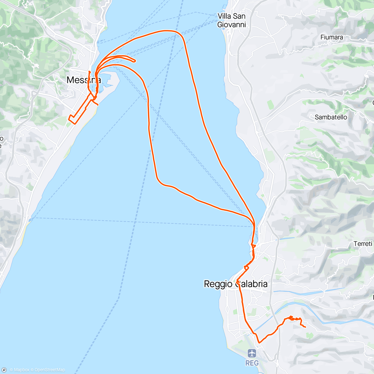 Map of the activity, Gallina - Messina - Gallina de Ferry Boat