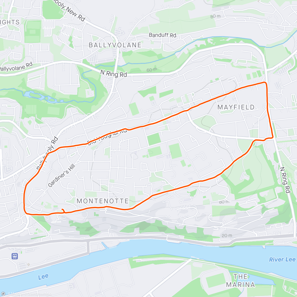 Map of the activity, Afternoon Run