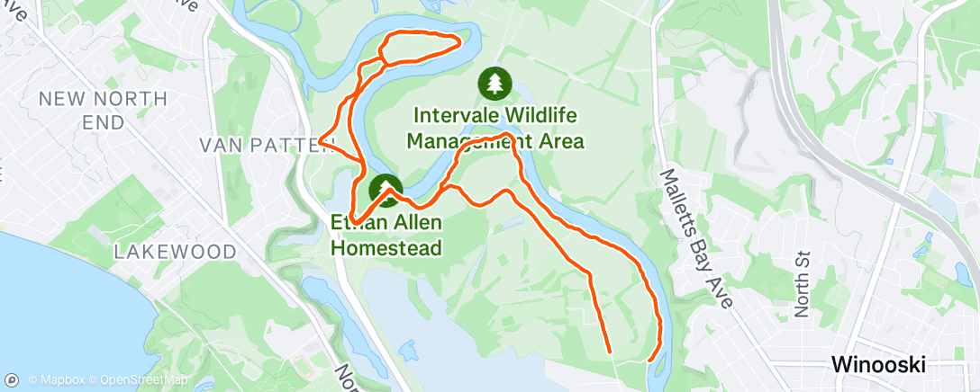 Map of the activity, Afternoon Run