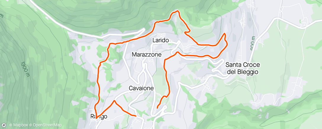 アクティビティ「Sessione di trail running pomeridiana」の地図