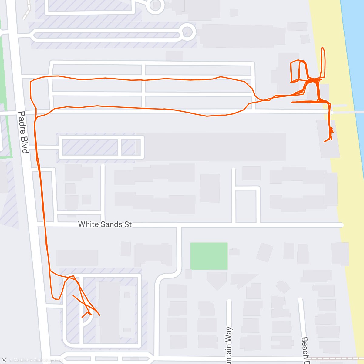 Map of the activity, South Padre Night Walk 😀