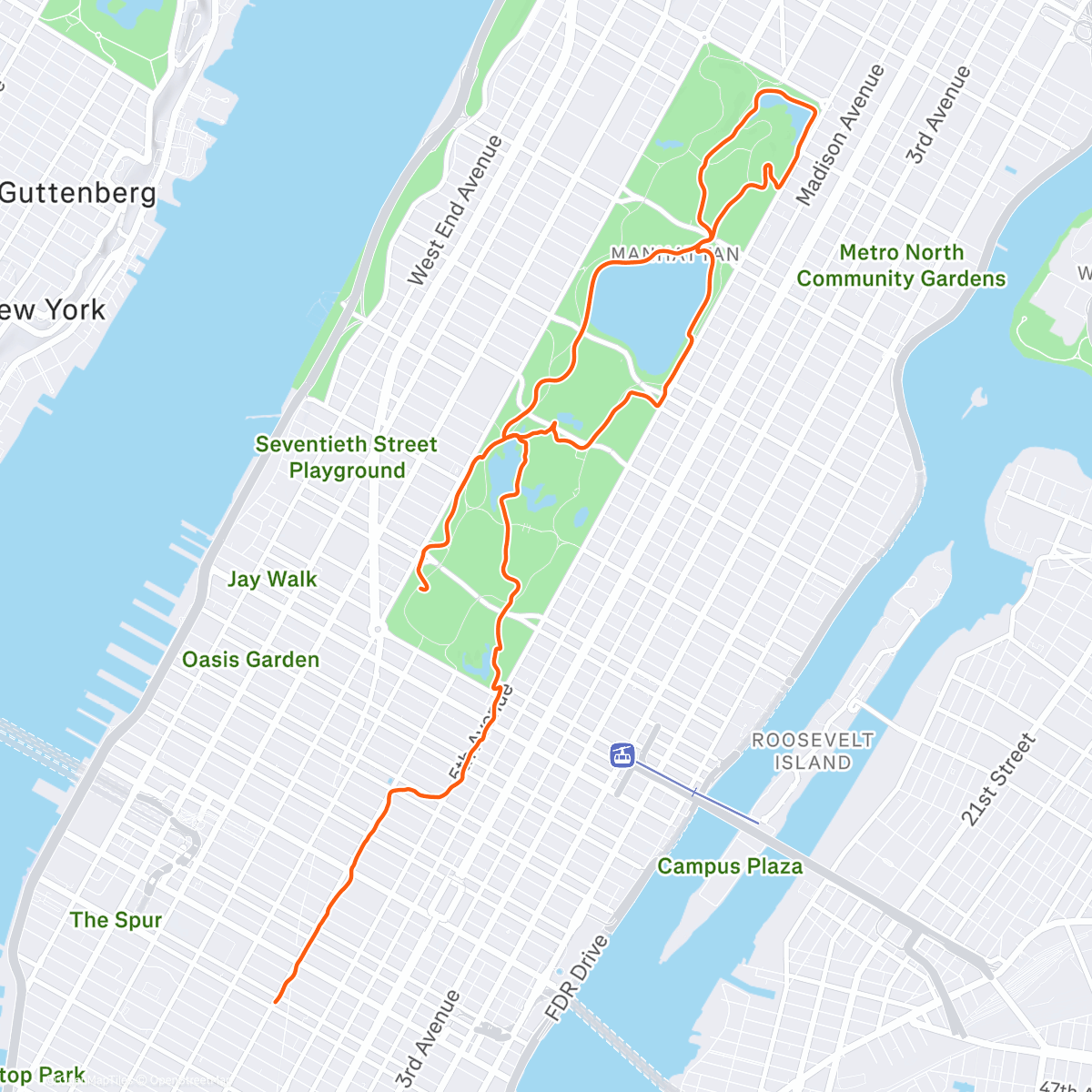 Map of the activity, Central Park