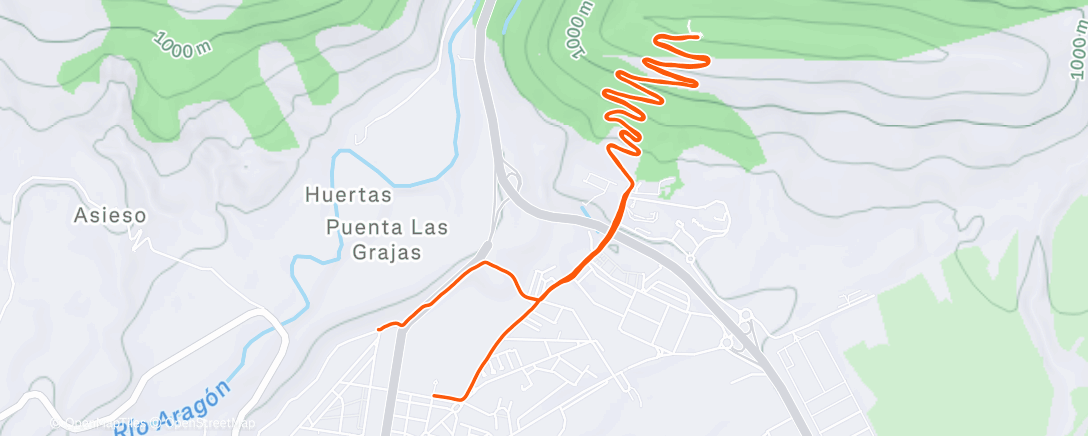 Map of the activity, Carrera de noche
