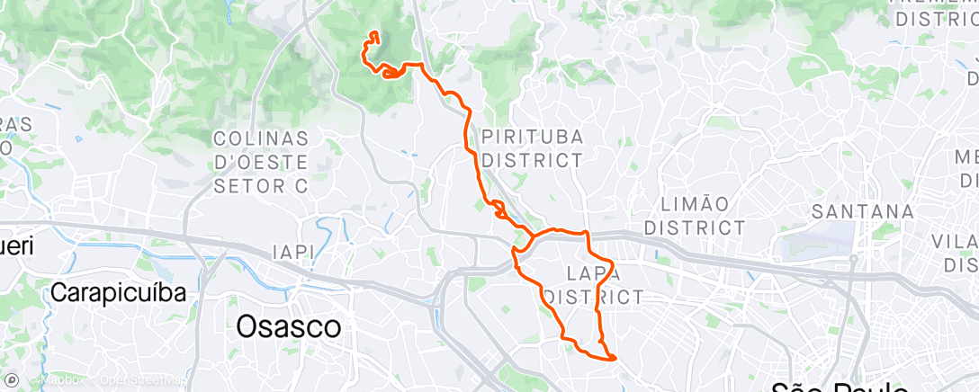 Map of the activity, Pedal de Domingão - Pico do Jaraguá - SP