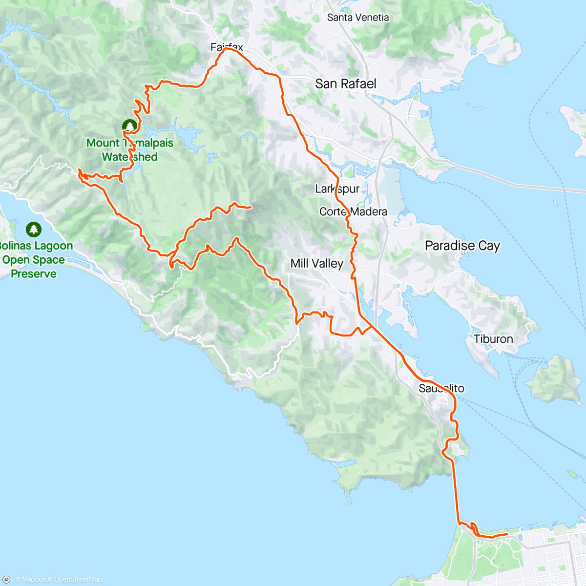 Map of the activity, Mount Tamalpais 🚵