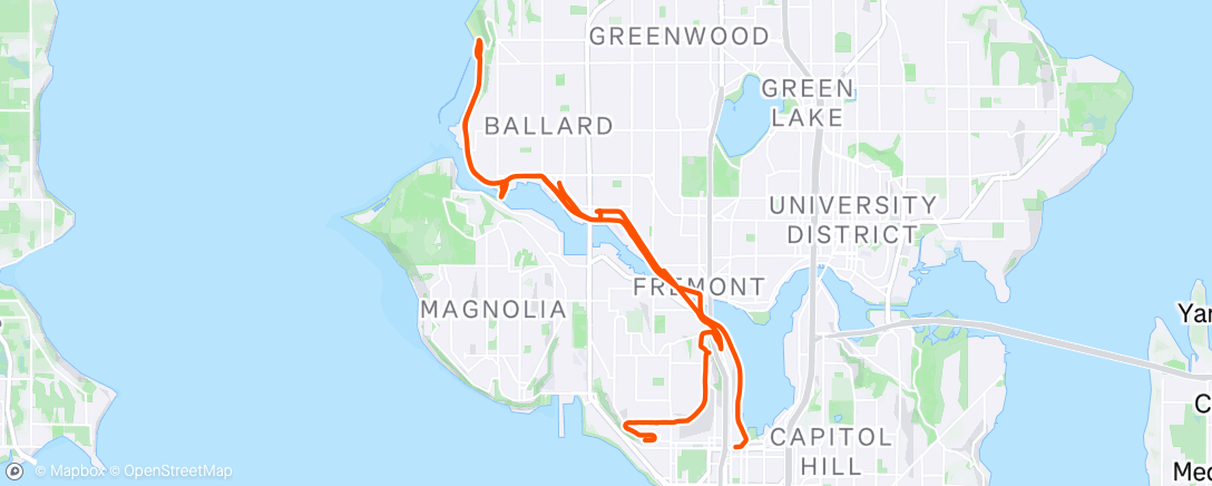 Map of the activity, “Bro Lets ride 50 miles around Lake Washington”