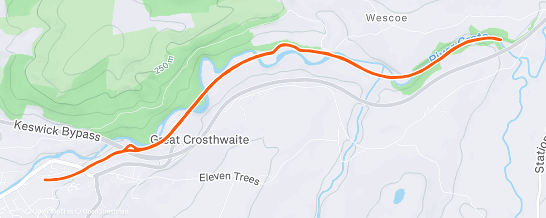 Map of the activity, Afternoon Run