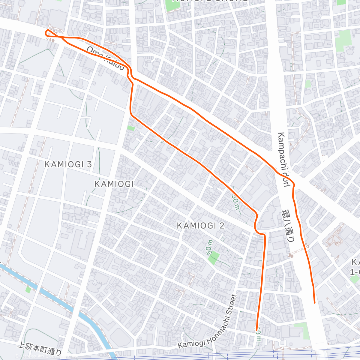 Map of the activity, Afternoon Run
