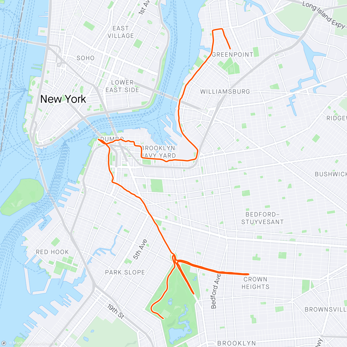 Mapa de la actividad (NYC Runs Brooklyn Half Marathon)