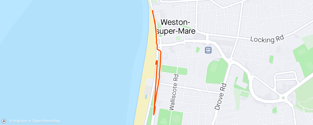 Map of the activity, Marine parade parlrun warmup with Bazza