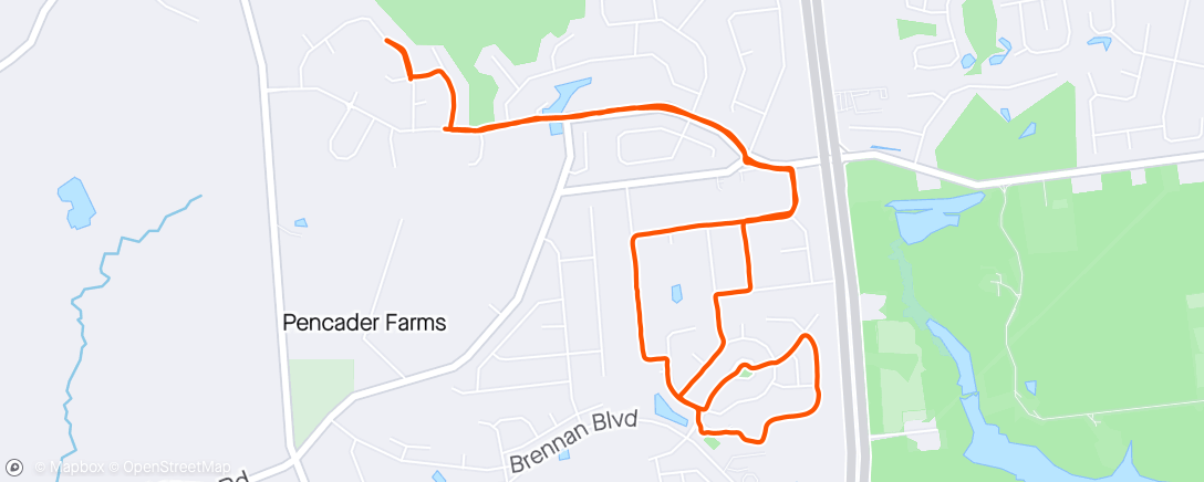 Map of the activity, Riding while Landon runs into the darkness