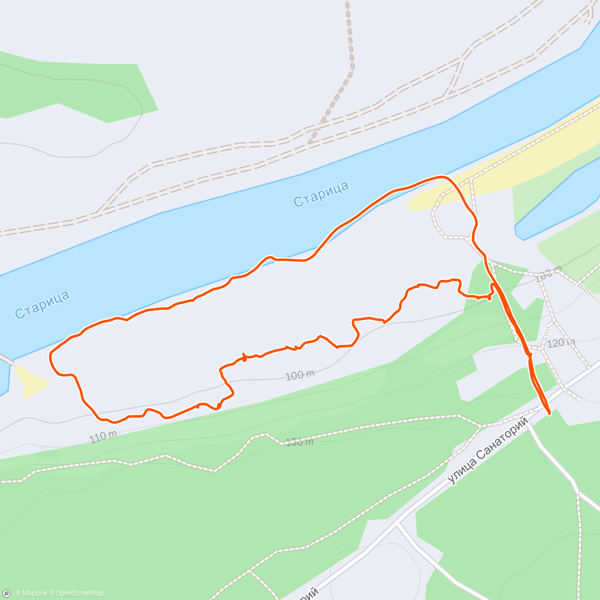 Карта физической активности (Бобровый разгуляй 😂 в Солотче на снегоступах)