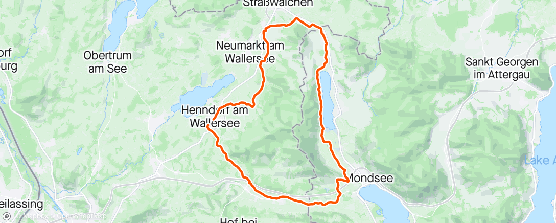 Mapa da atividade, Pfongau, Stadlberg, Irrsee, Thalgau