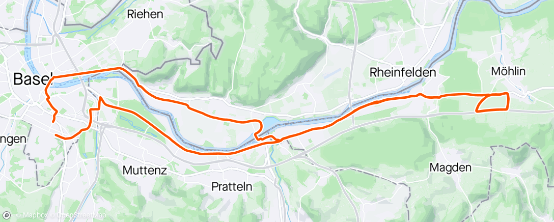 Map of the activity, Möhlin -> Race -> Home