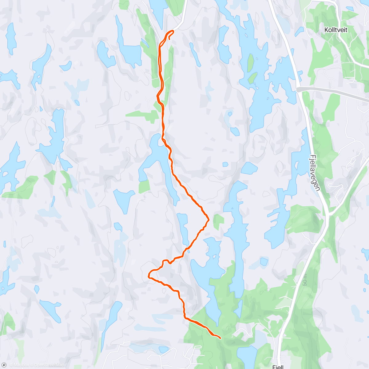 Map of the activity, Afternoon Trail Run. Bakkeintervaller, 3x Gardafjellet.