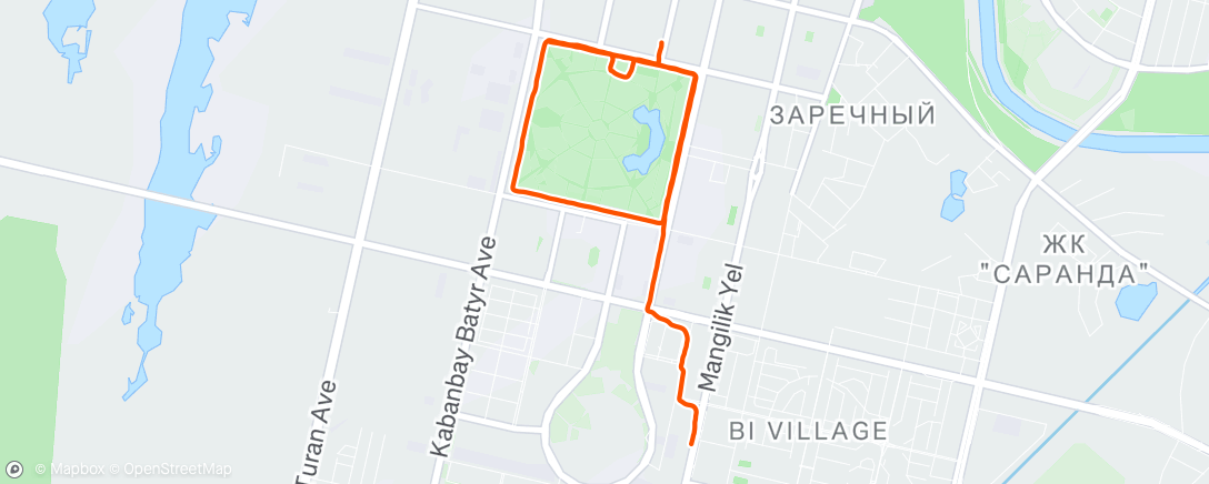 Map of the activity, Evening Run