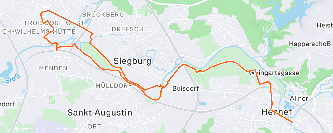 Map of the activity, Radfahrt am Abend