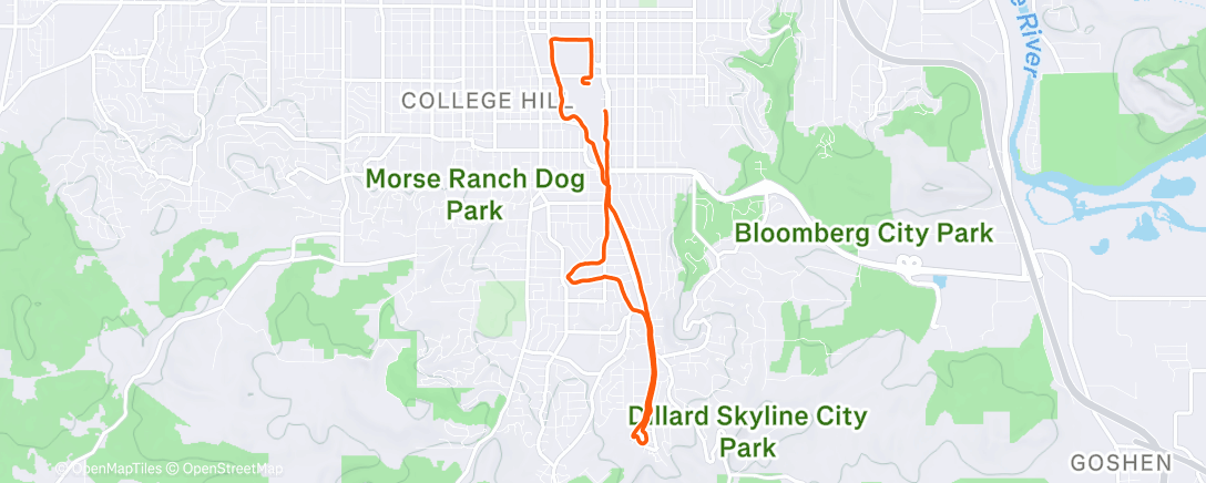Map of the activity, Afternoon Run
