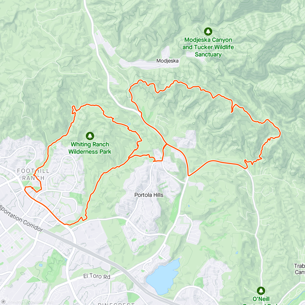 Map of the activity, The Luge and Whiting Ranch