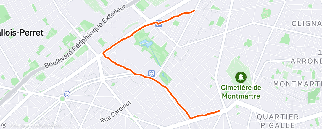 Map of the activity, Course à pied dans l'après-midi