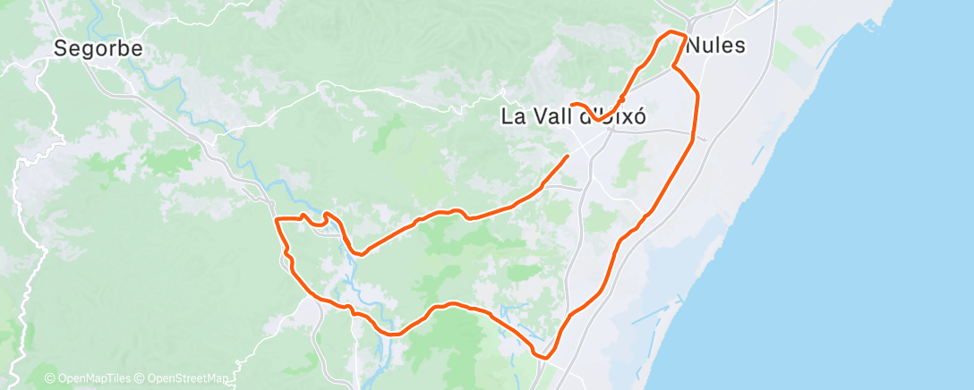 Map of the activity, Bicicleta por la tarde