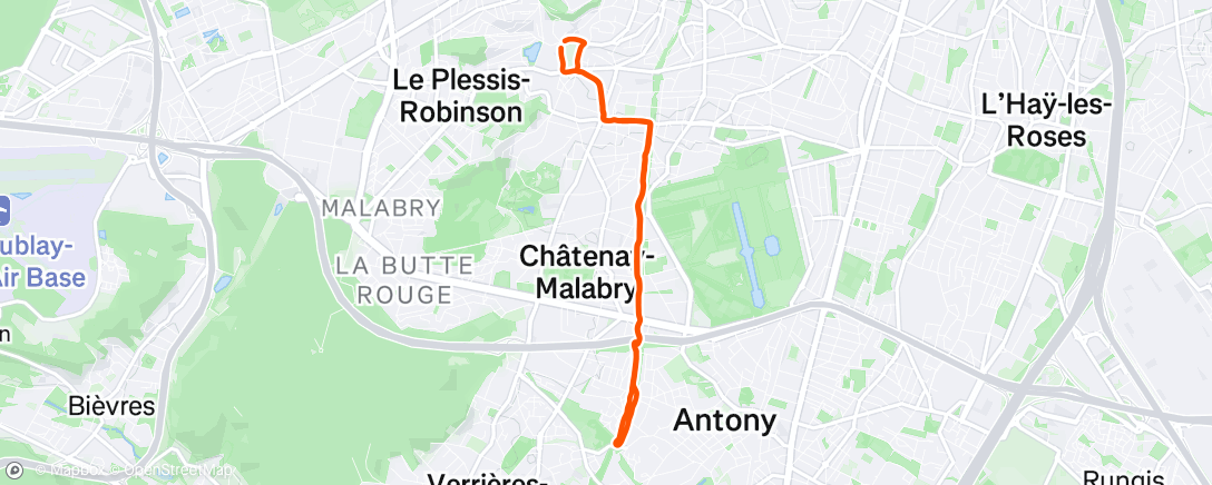 Map of the activity, Run du midi sur la coulée verte - Récupération