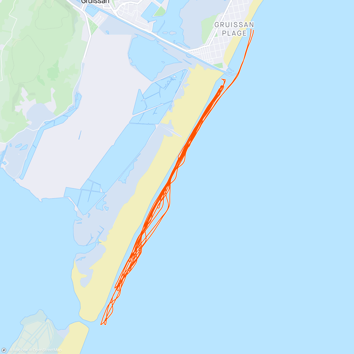 Map of the activity, Evening Windsurf