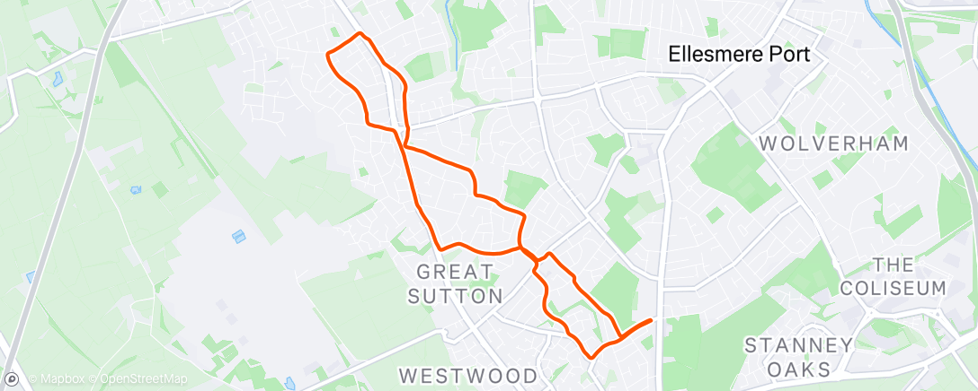Map of the activity, Evening Run
