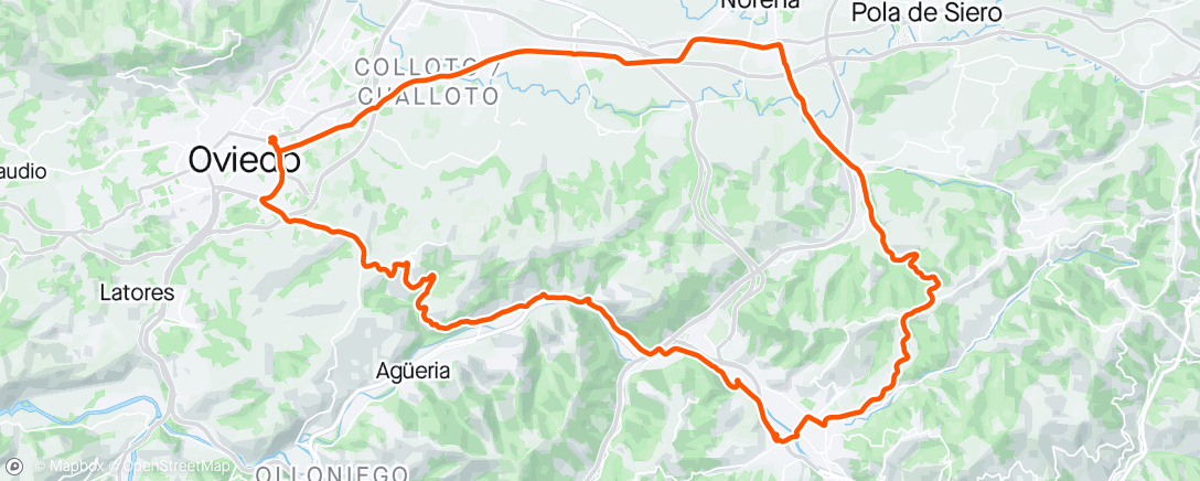 Mapa da atividade, Oviedo-El Berrón-La Felguera-Tudela-Oviedo