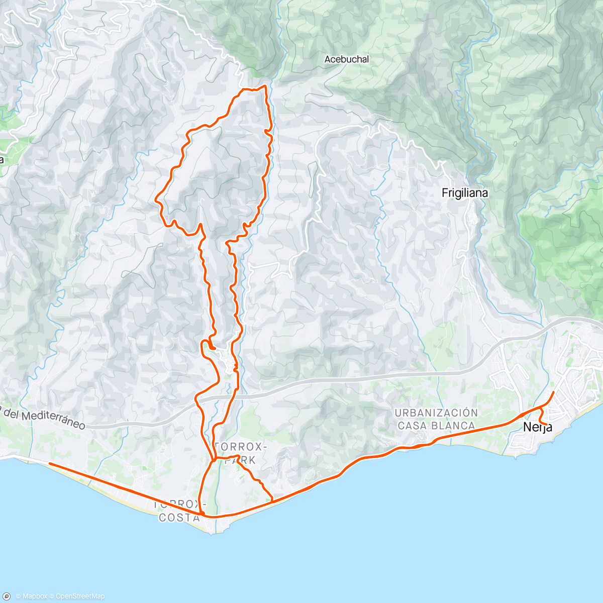 Map of the activity, A couple of hours on the bike in the sun