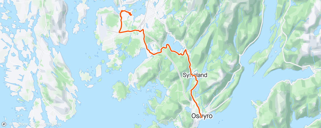 Mapa de la actividad, Tur retur Osøyro med Torstein🚴🏻‍♂️🚴🏻‍♂️