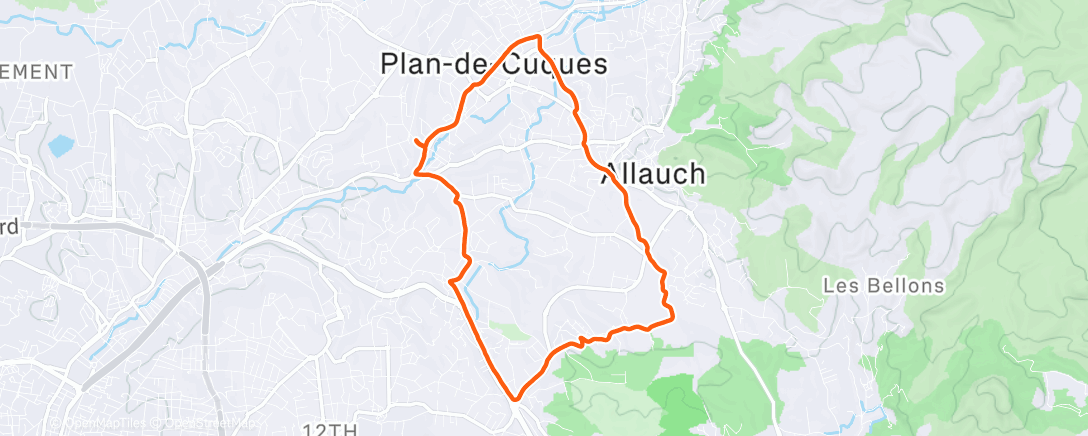 Map of the activity, Course à pied le matin