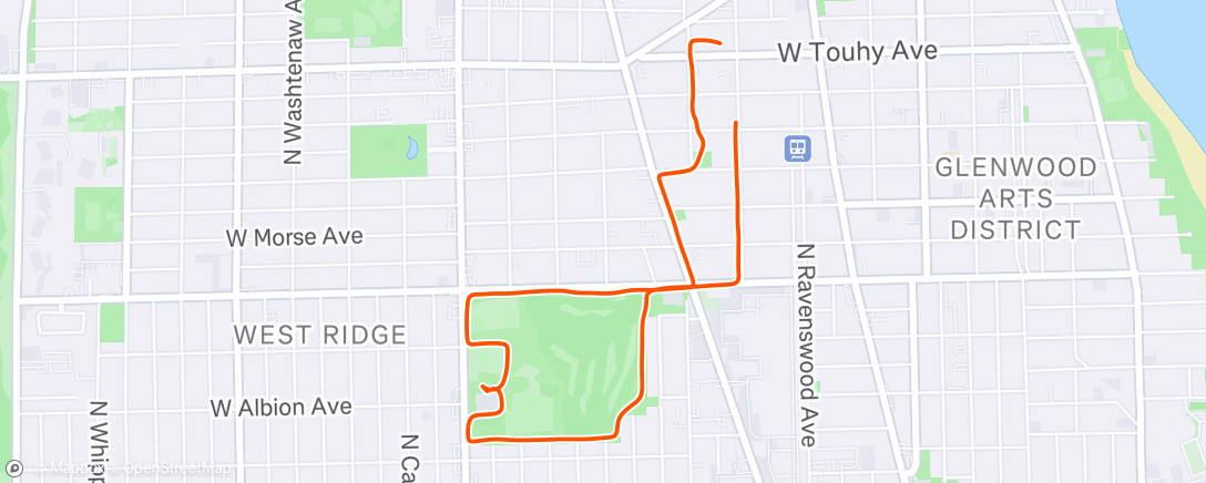 Map of the activity, Pre-Tasty Tuesday rainy run