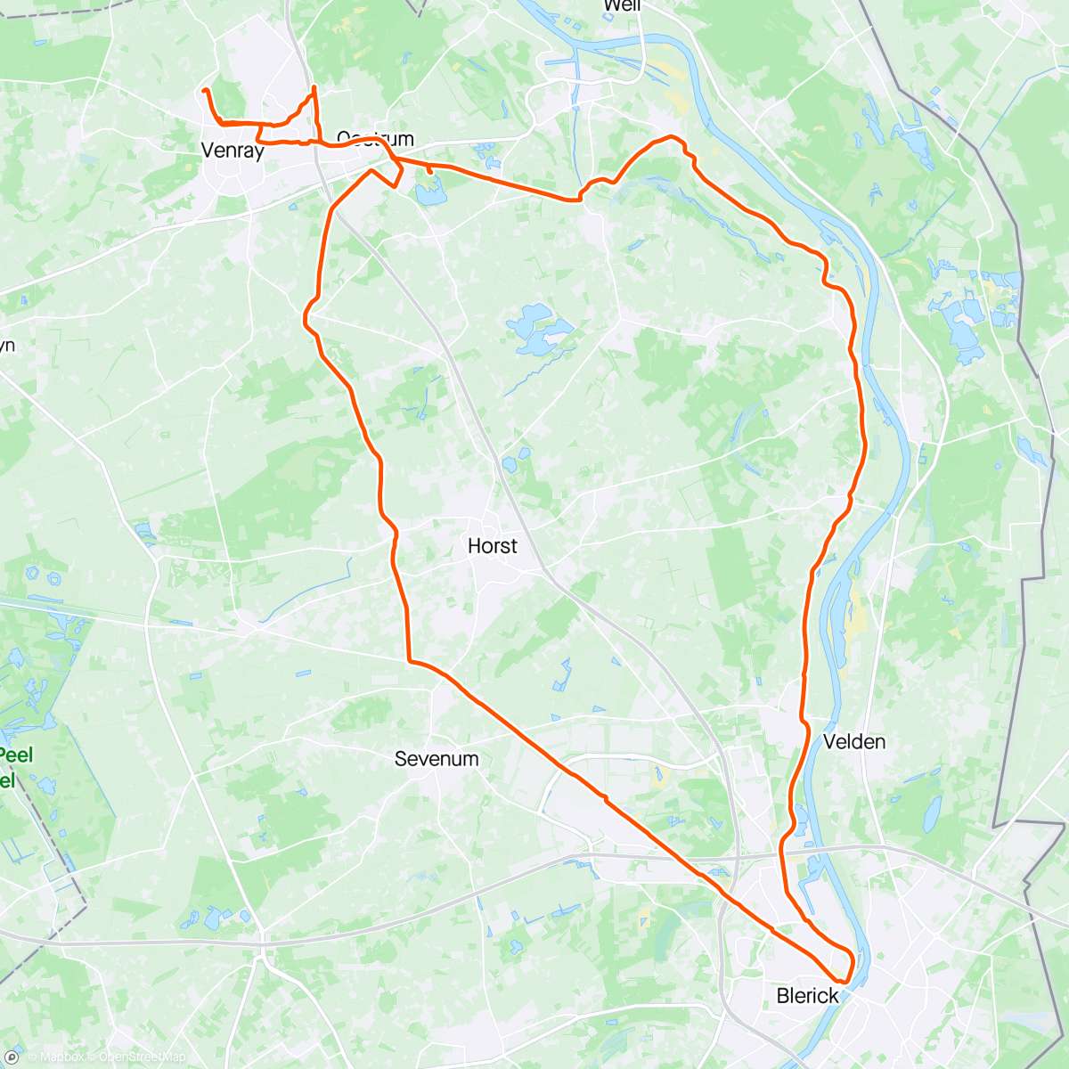 Map of the activity, Cycling rondje