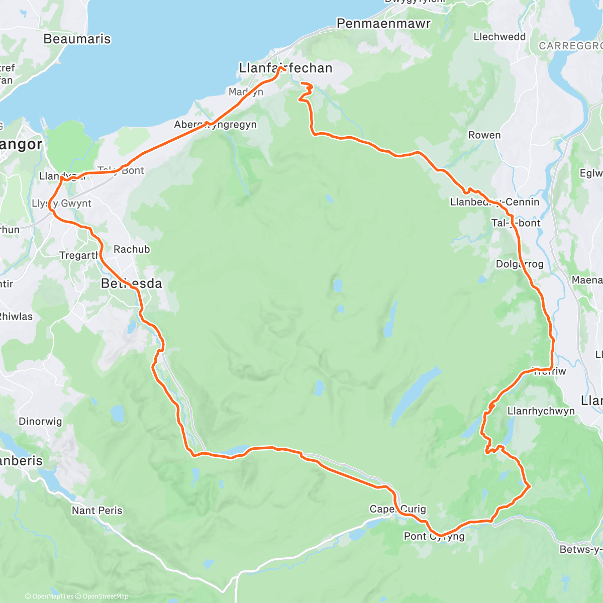 Map of the activity, CX Carneddau lap