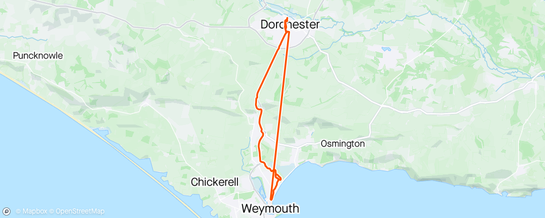 Map of the activity, Weymouth Parkrun