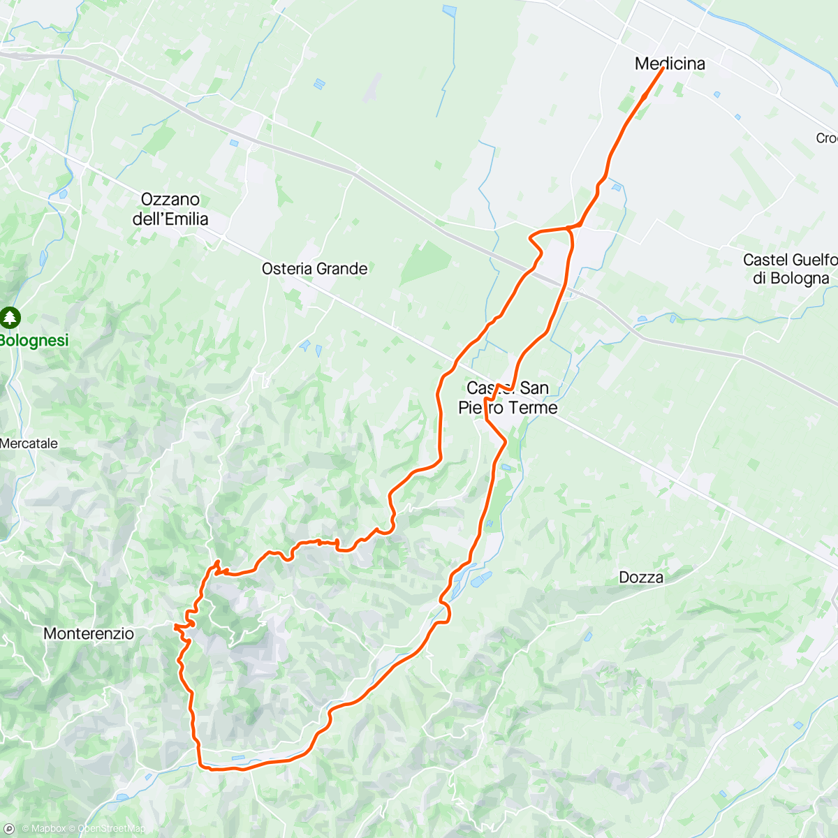Map of the activity, Calvanella con Milly , preparazione Emilia Romagna Bike Trail.
