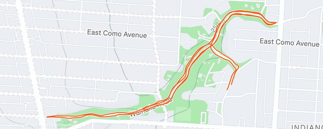 Map of the activity, Afternoon Run