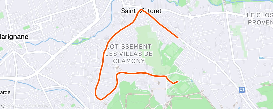 Map of the activity, Échauffement+5x1000