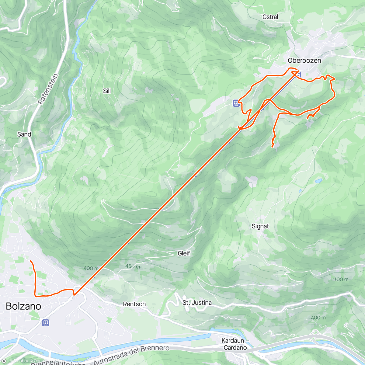 Map of the activity, Erdpyramiden Oberbozen