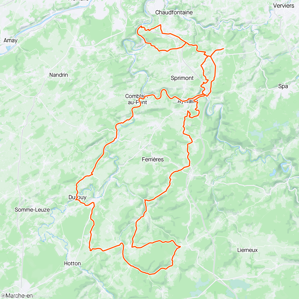 Map of the activity, Luik - Bastenaken - Luik