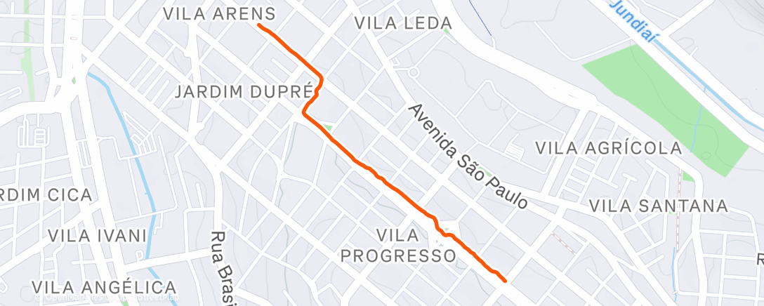 Map of the activity, Evening Run