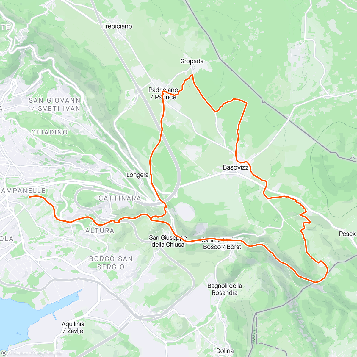 Map of the activity, Panzaciclada