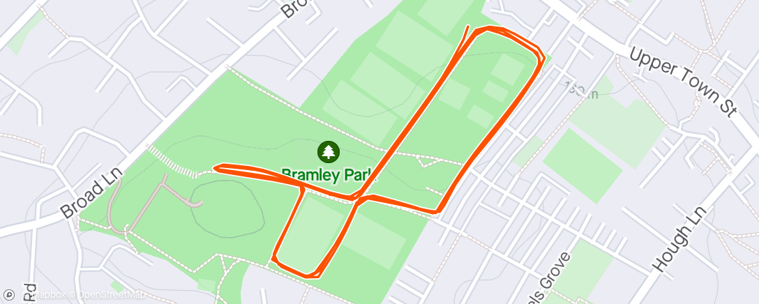 Map of the activity, Bramley parkrun with Leigh