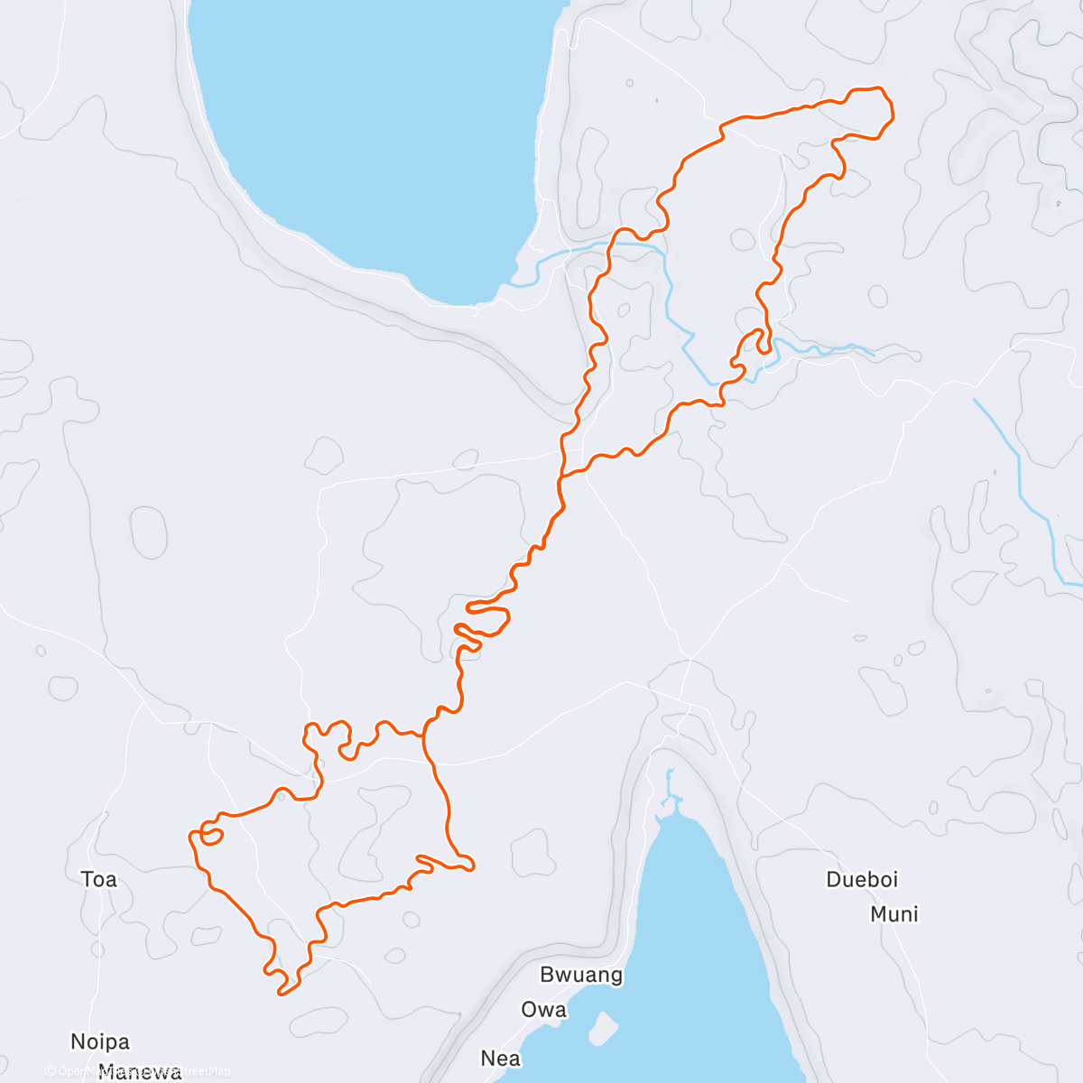 Карта физической активности (Zwift - Red Unicorn on Country to Coastal in Makuri Islands)