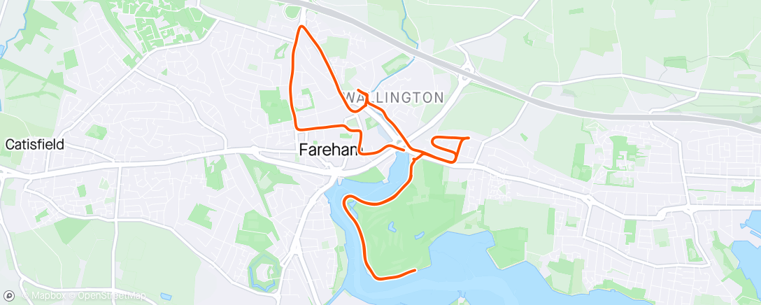 Map of the activity, 8 miles (with the boys) for Fareham parkrun's 8th birthday
