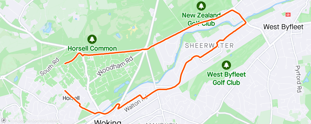 Mapa de la actividad, Tuesday Evening Run