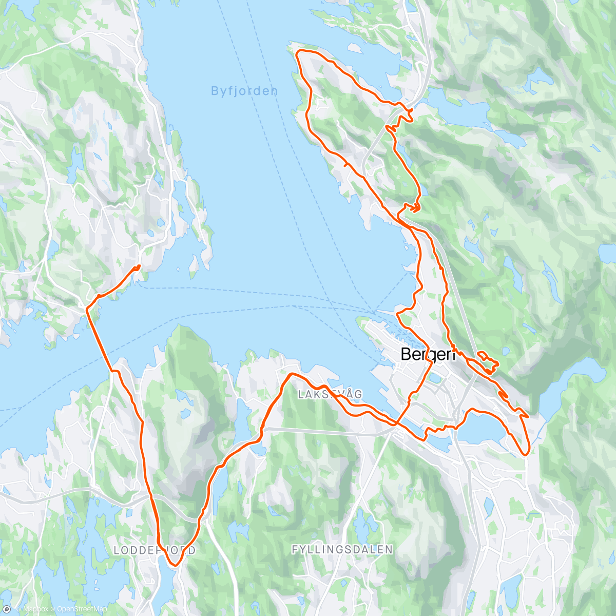 Mappa dell'attività Hellen - via. Fløien på vei hjem